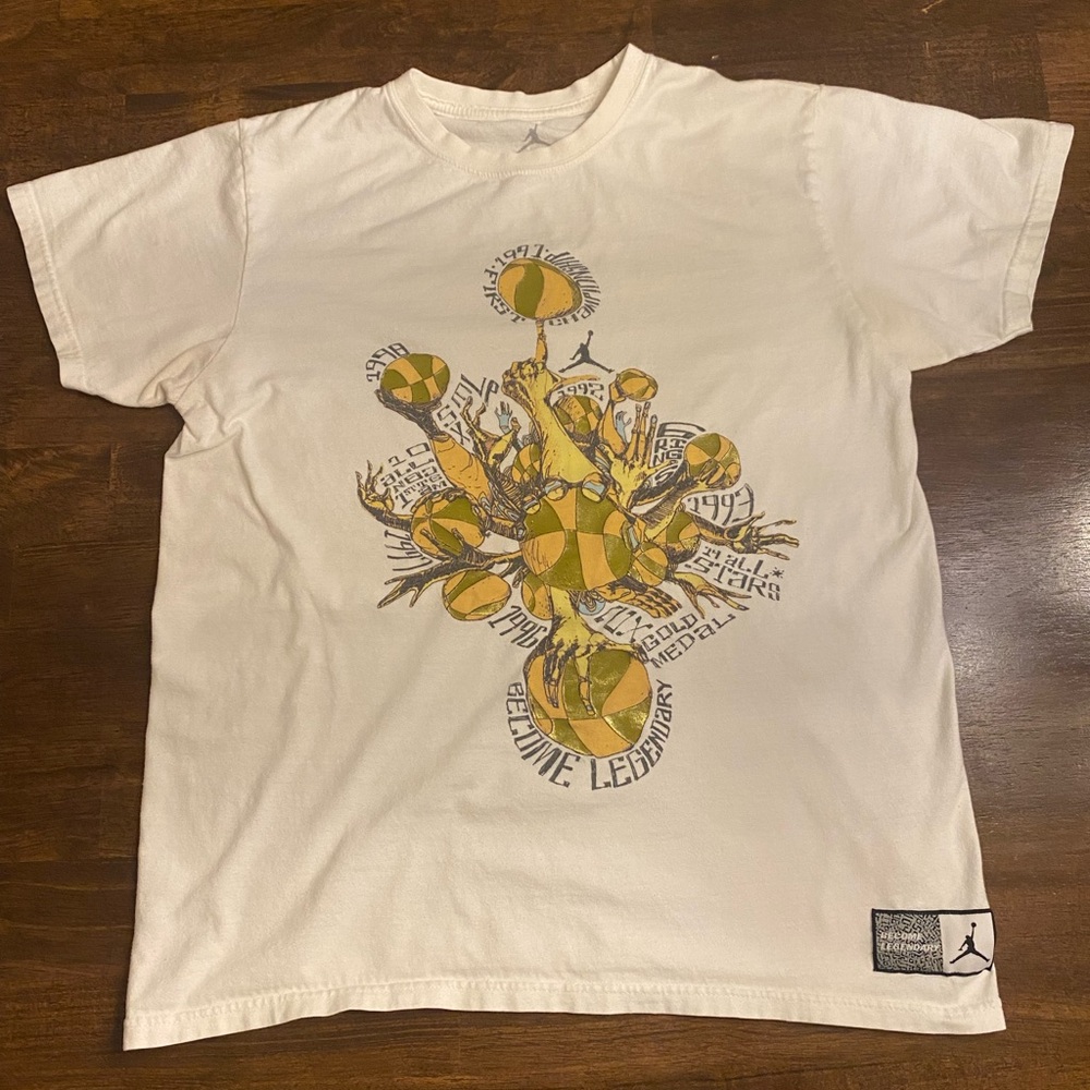 Medium Off white Jordan Become Legendary Graphic T-Shirt with Gold Design